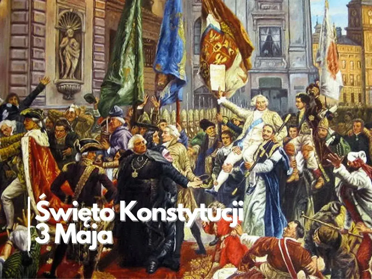 Uroczystość Konstytucji 3 Maja. Lud świętuje, wznosząc postacie na ramionach. Czy trzeba iść do kościoła? To pytanie zadają sobie Polacy.